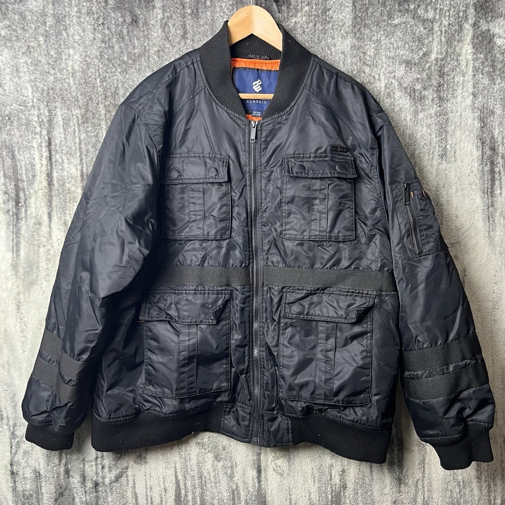 Rocawear Military Flight Bomber Jacket Black Men's XL Nylon Lined Pockets